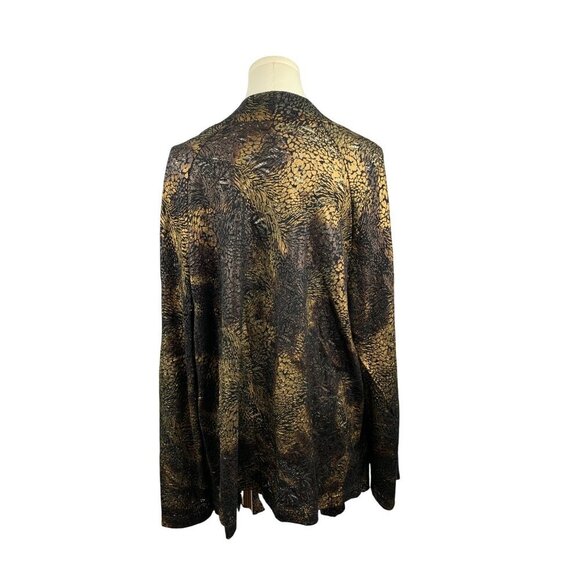 Chicos Womens Open Front Cardigan Jacket Size 3 Black & Gold Nylon/Spandex - Picture 4 of 5